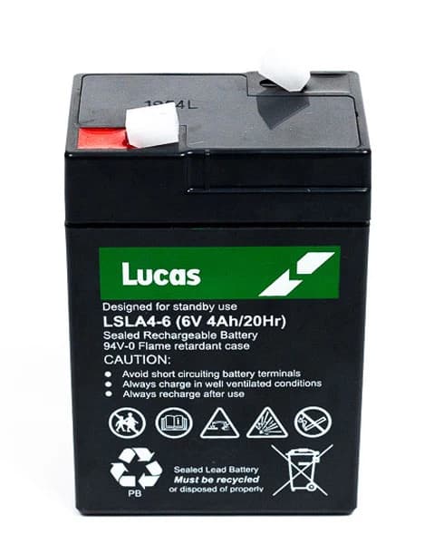 Lucas LSLA4-6 VRLA AGM Sealed Stationary Battery 6V 4Ah
