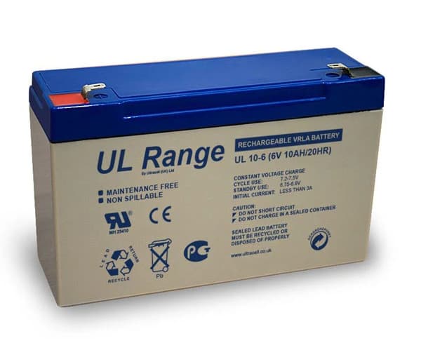 Ultracell UL10-6 / NP10-6 Sealed Lead-Acid Battery 6V 10Ah